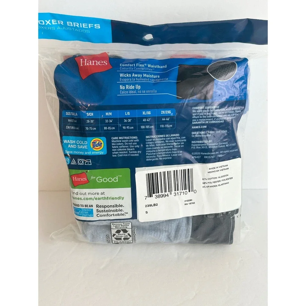 Hanes Mens Boxer Briefs 4 Pack Small S Tagless Cool Comfort Stretch
